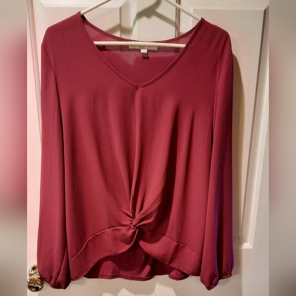 Loft Blouse Womans Medium Plum Purple Long Sleeve Lightweight Flowy V-neck - Picture 2 of 6